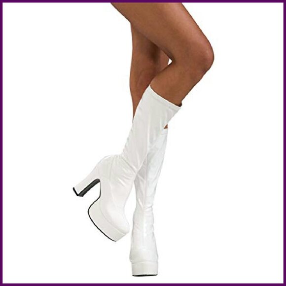 Thigh-High Stiletto Boots, Patent Leather, Side Zipper, Costume Footwear - Picture 2 of 5